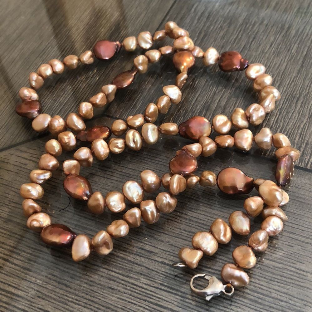 HONORA Taupe Keshi & Brown Coin Pearl Necklace